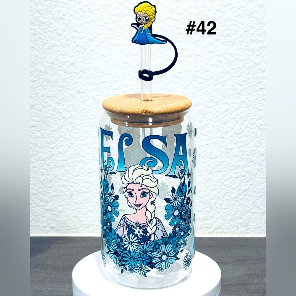 Elsa Blue Floral Glass Jar with Bamboo Lid